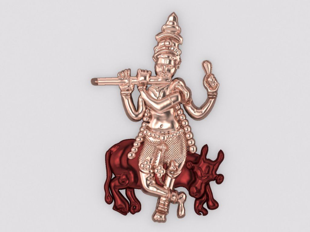lord krishna pendant Hindu God 3D print model_3