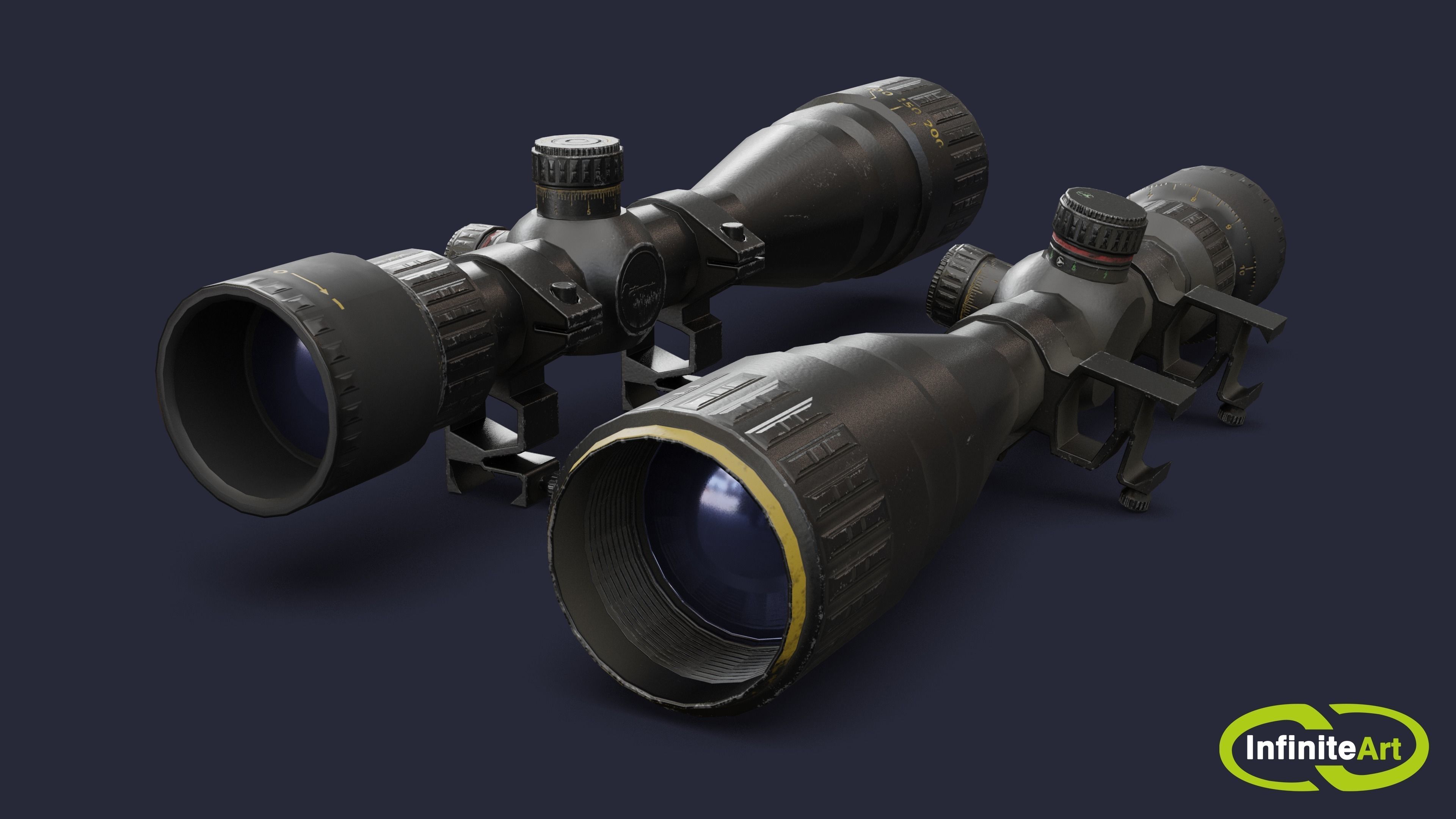 Sniper scope Low-poly 3D model_4