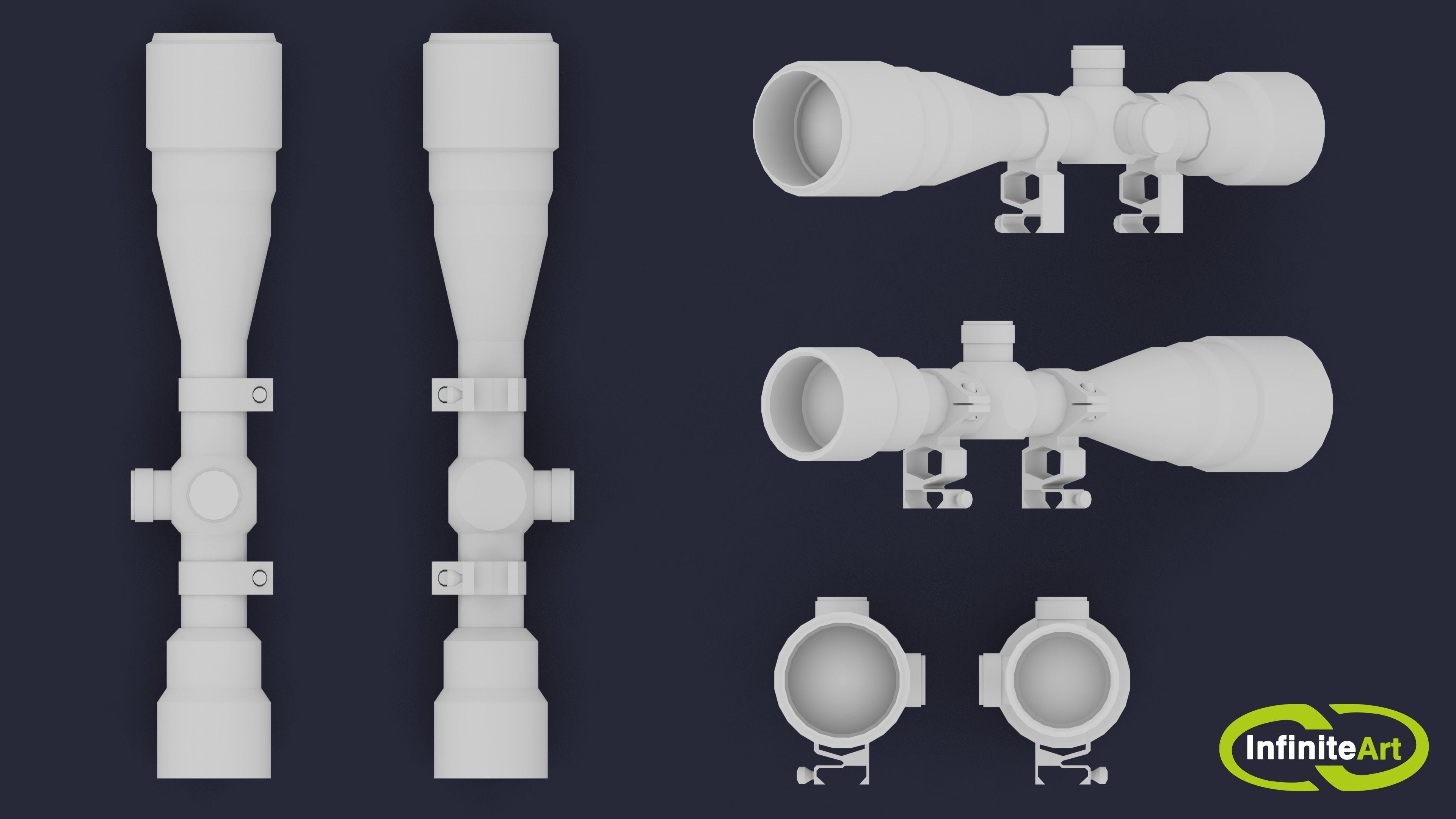 Sniper scope Low-poly 3D model_2