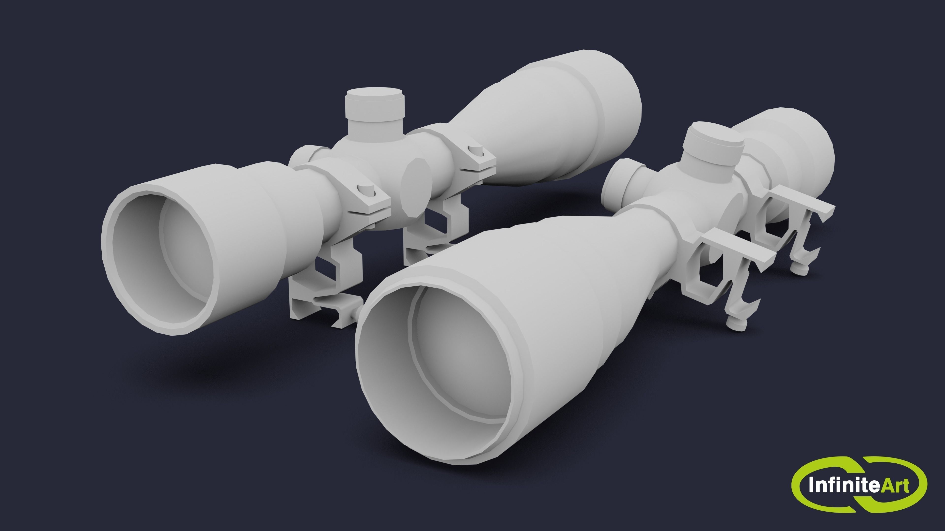Sniper scope Low-poly 3D model_5