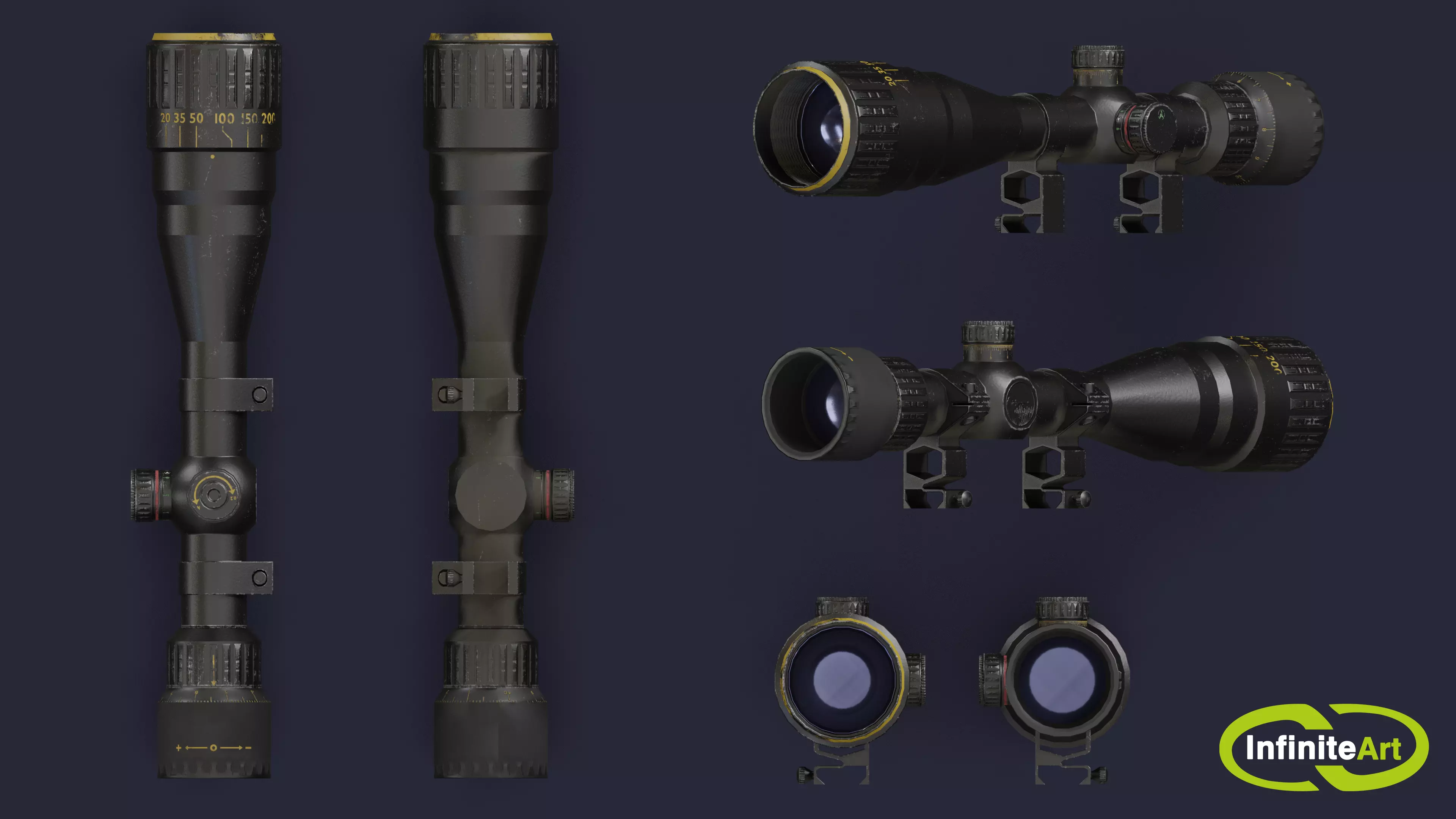 Sniper scope Low-poly 3D model_0