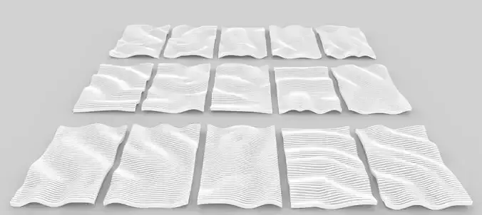 15 Wavy Futuristic Parametric Panels 3D model
