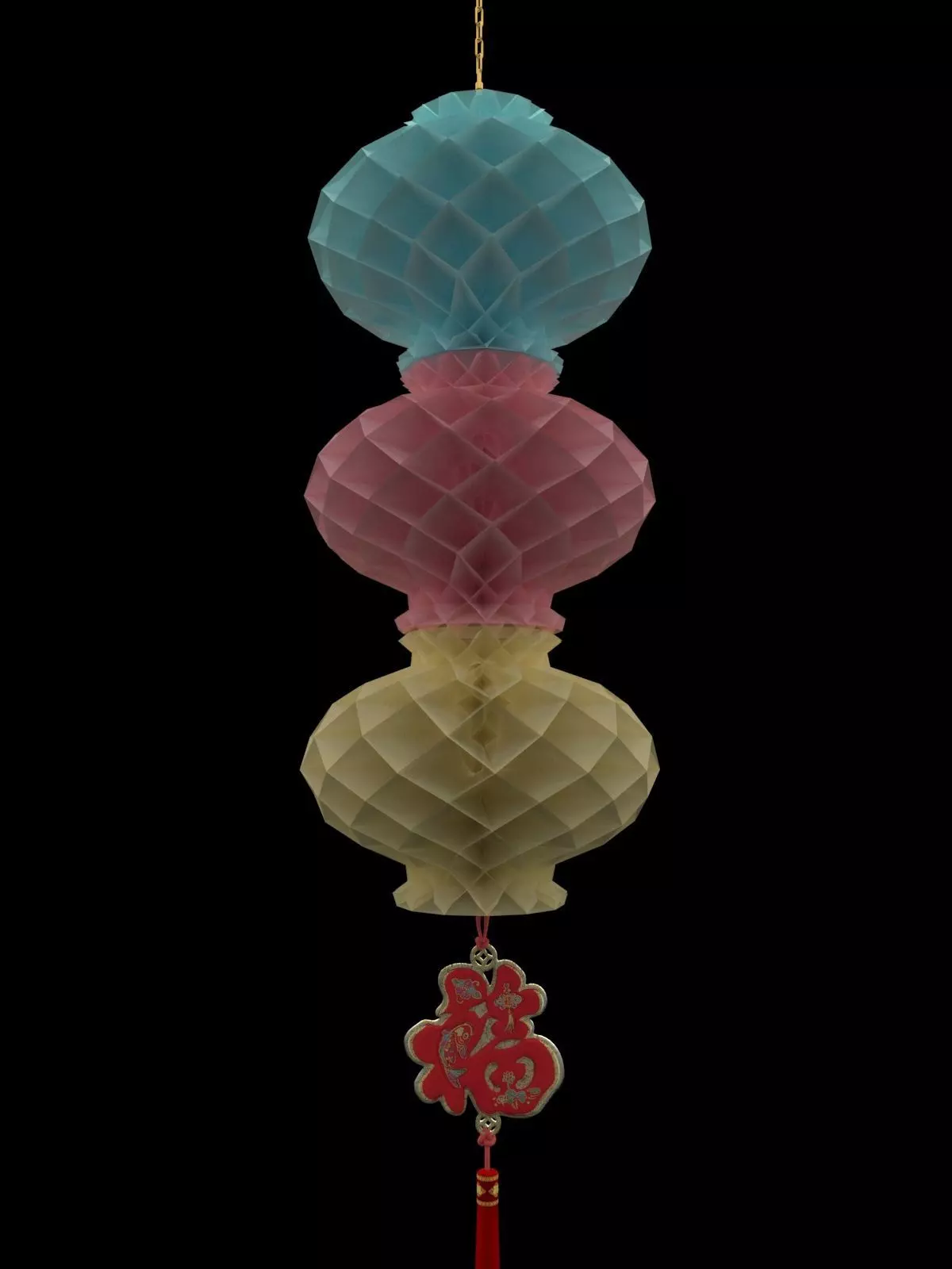 Chinese red honeycomb lantern 3D model