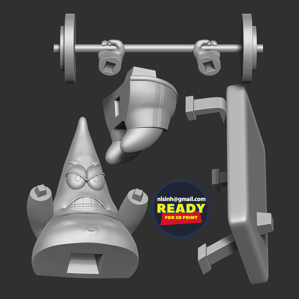 Patrick Star lifts weights 3D print model_2