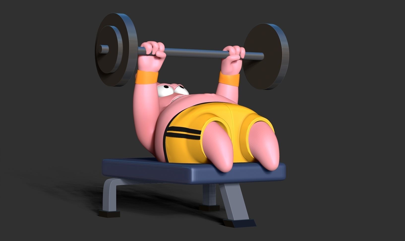 Patrick Star lifts weights 3D print model_4