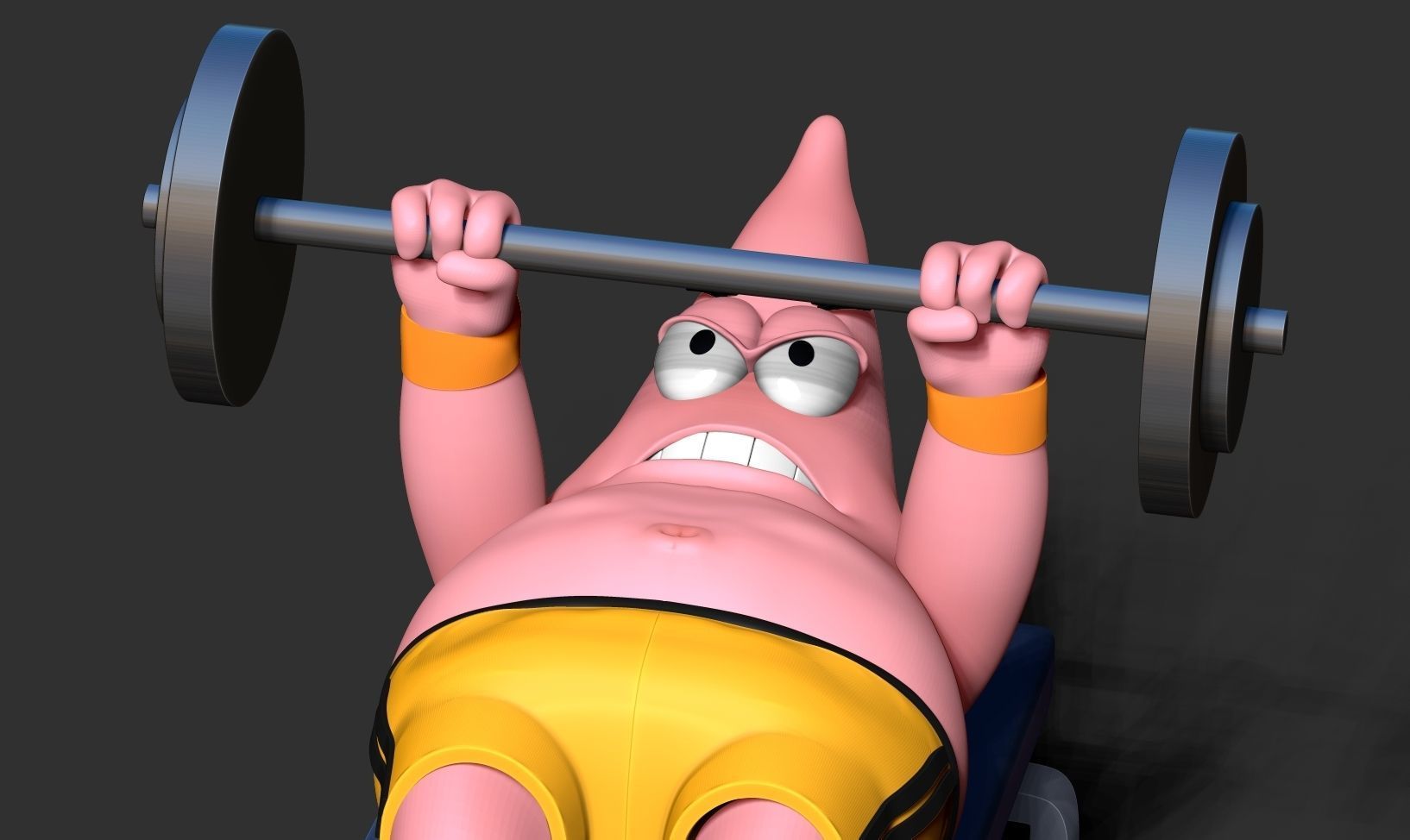 Patrick Star lifts weights 3D print model_5