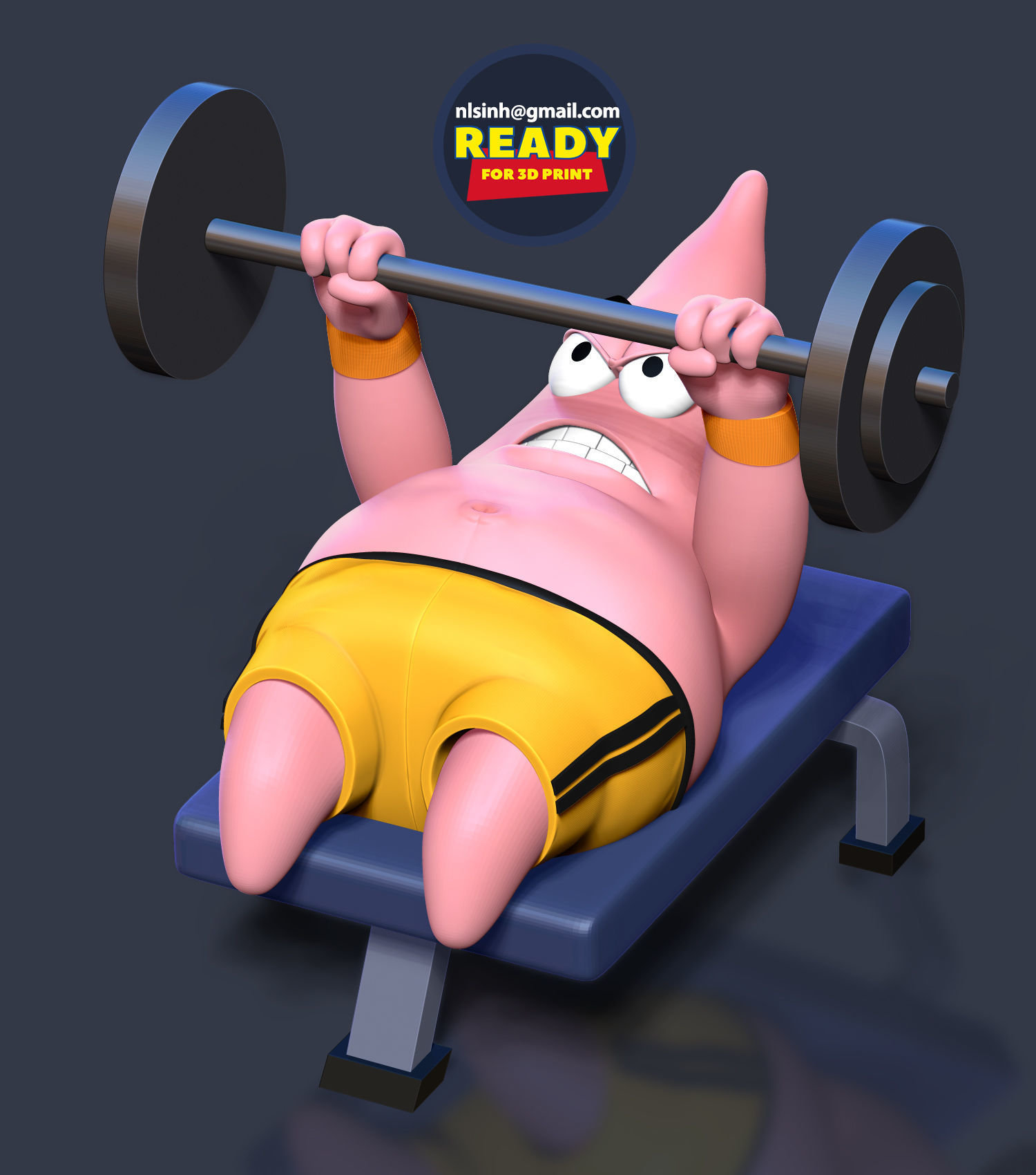 Patrick Star lifts weights 3D print model_16