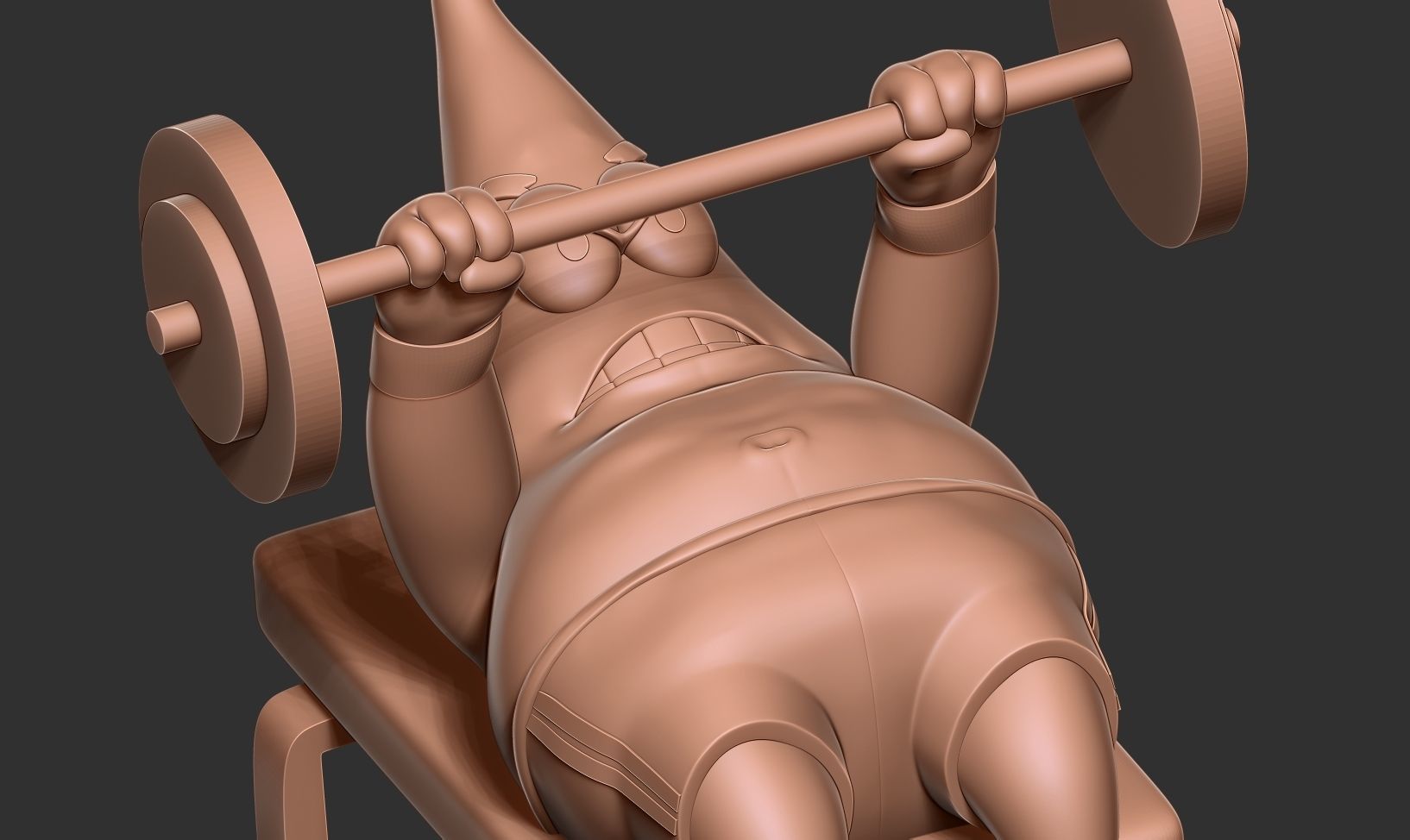 Patrick Star lifts weights 3D print model_10