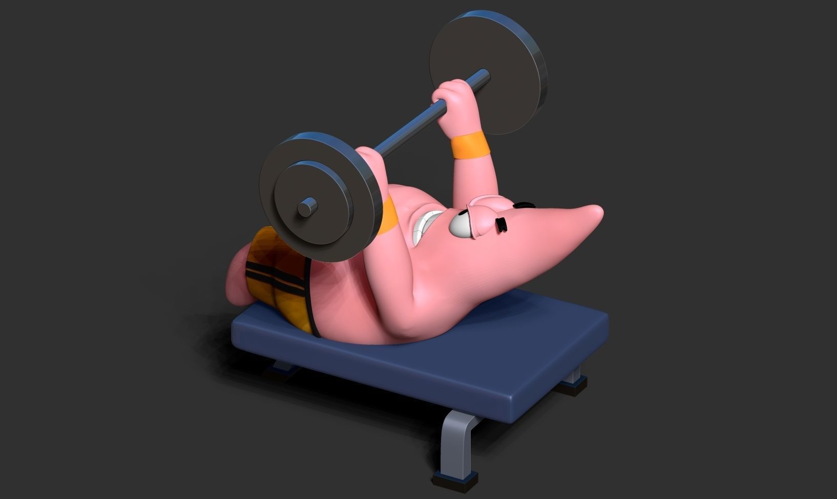 Patrick Star lifts weights 3D print model_6
