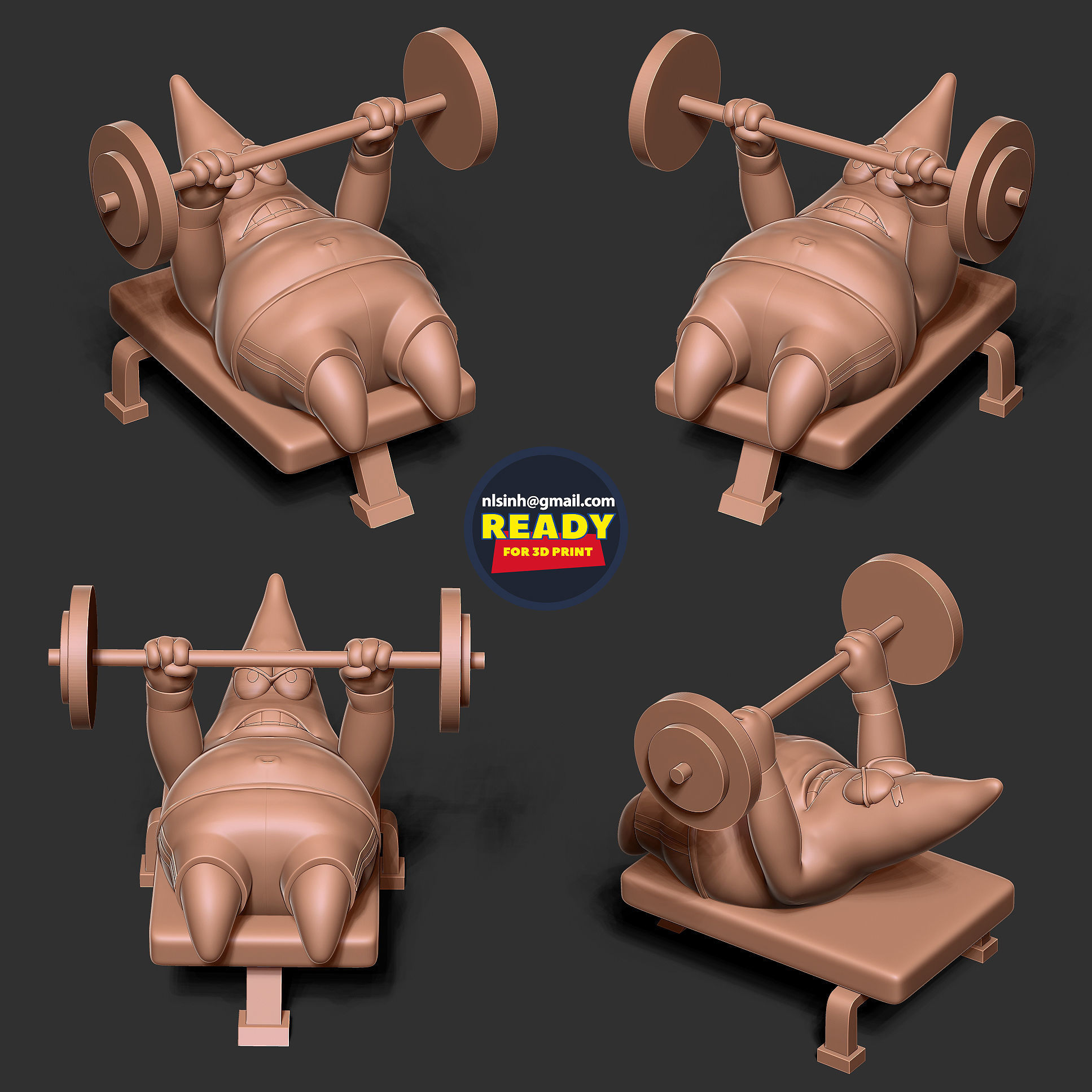 Patrick Star lifts weights 3D print model_3