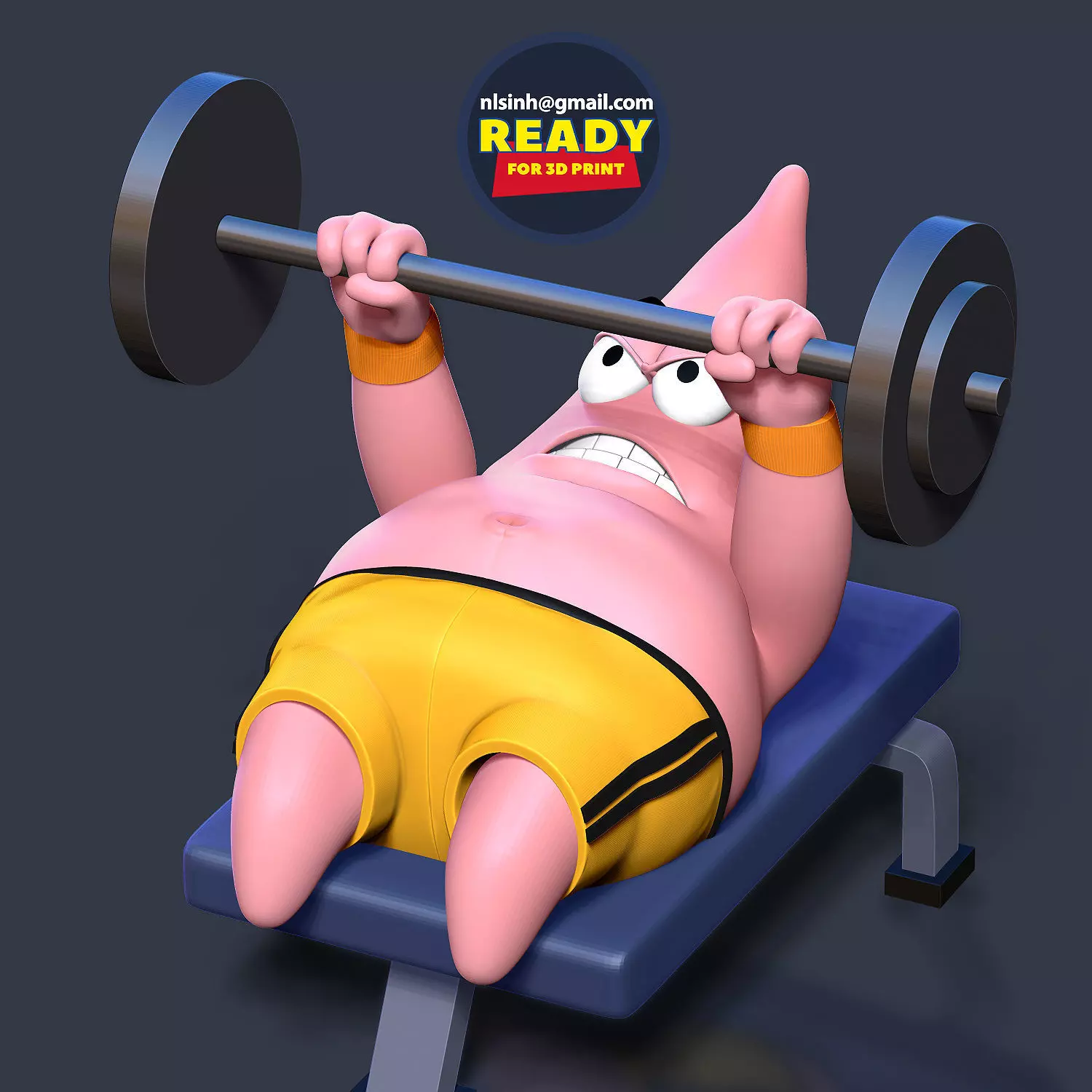 Patrick Star lifts weights 3D print model_0