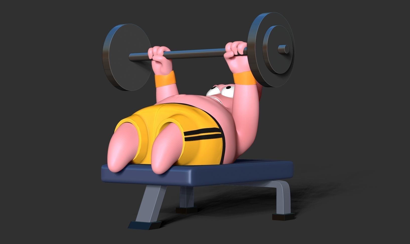 Patrick Star lifts weights 3D print model_8