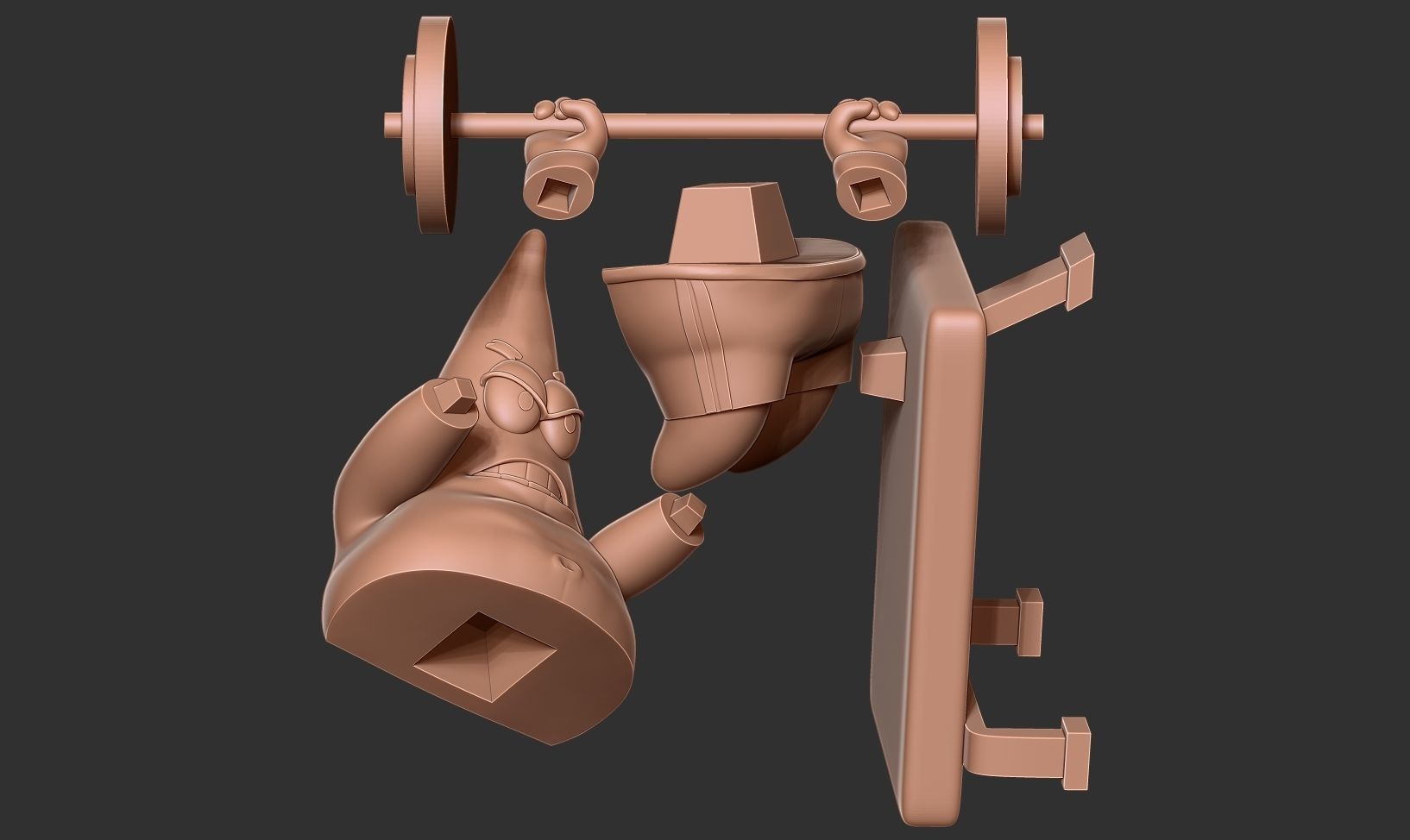 Patrick Star lifts weights 3D print model_17