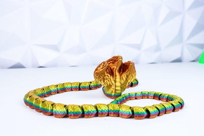ARTICULATED COBRA SNAKE WITH 3 HEADS FLEXI PET PRINT-IN-PLACE 3D print model