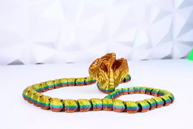 ARTICULATED COBRA SNAKE WITH 3 HEADS FLEXI PET PRINT-IN-PLACE