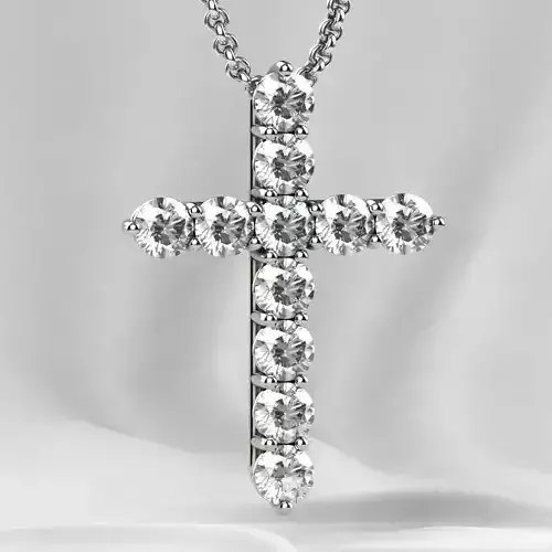 4mm Diamonds Tiffanys Style Cross Gold Platinum Necklace