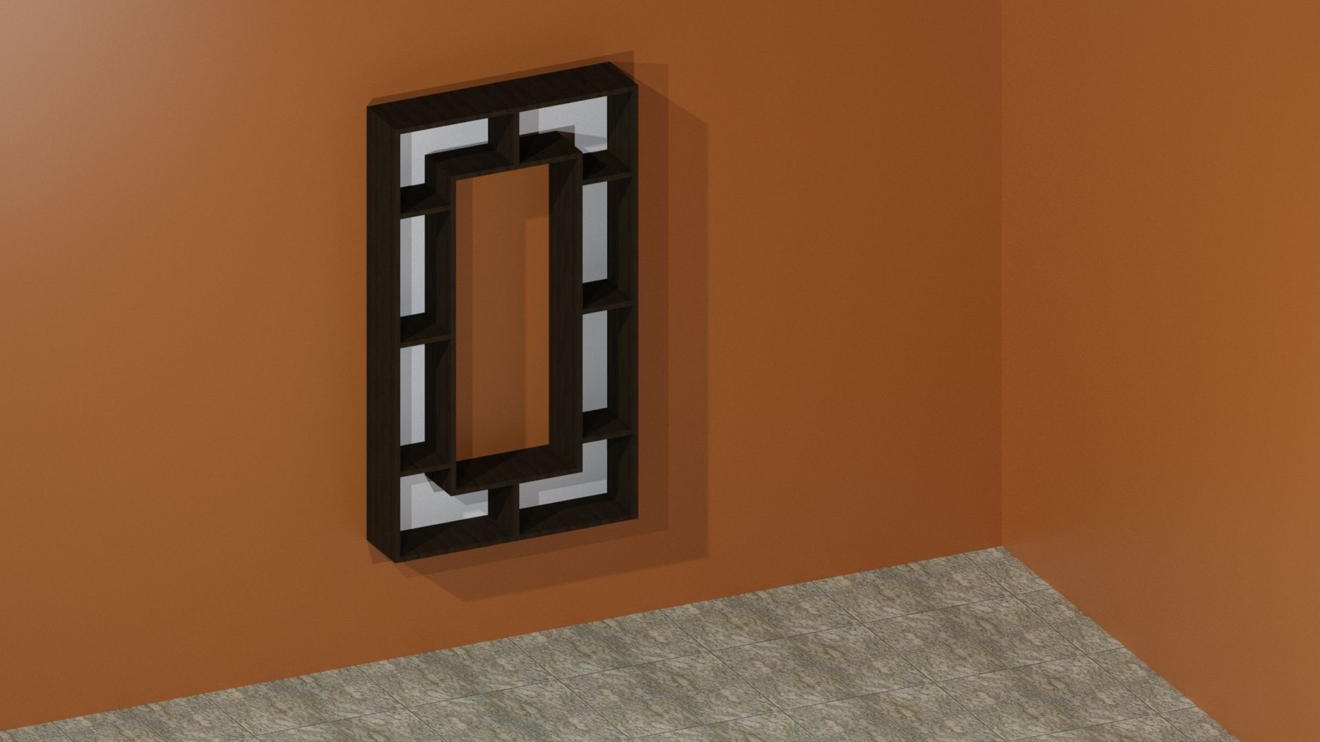 Wall Book Shelf 3D in AutoCAD Low-poly 3D model_1