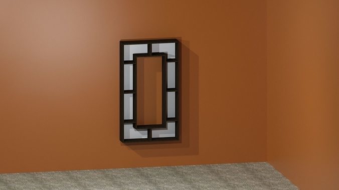Wall Book Shelf 3D in AutoCAD Low-poly 3D model