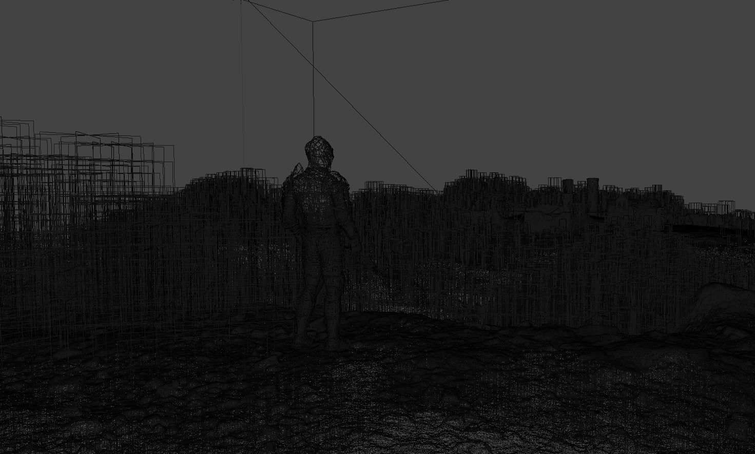 Castle man in armor on hill overlooking Low-poly 3D model_2