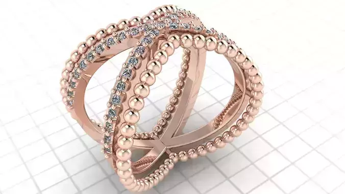 Beaded X cross ring stl file