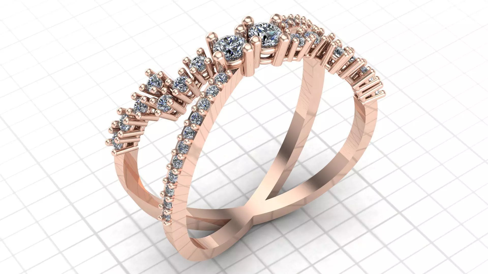cluster engagement ring   stl file 3D print model_0