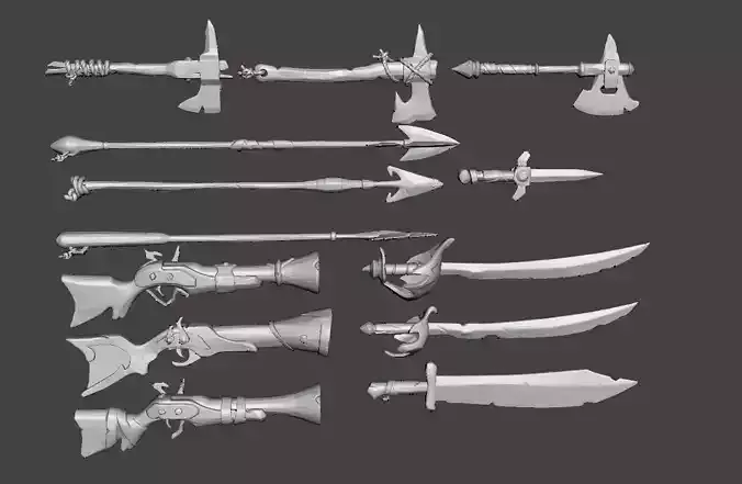 Bundle Weapon Sea of Thieves 3D Model 3D print model