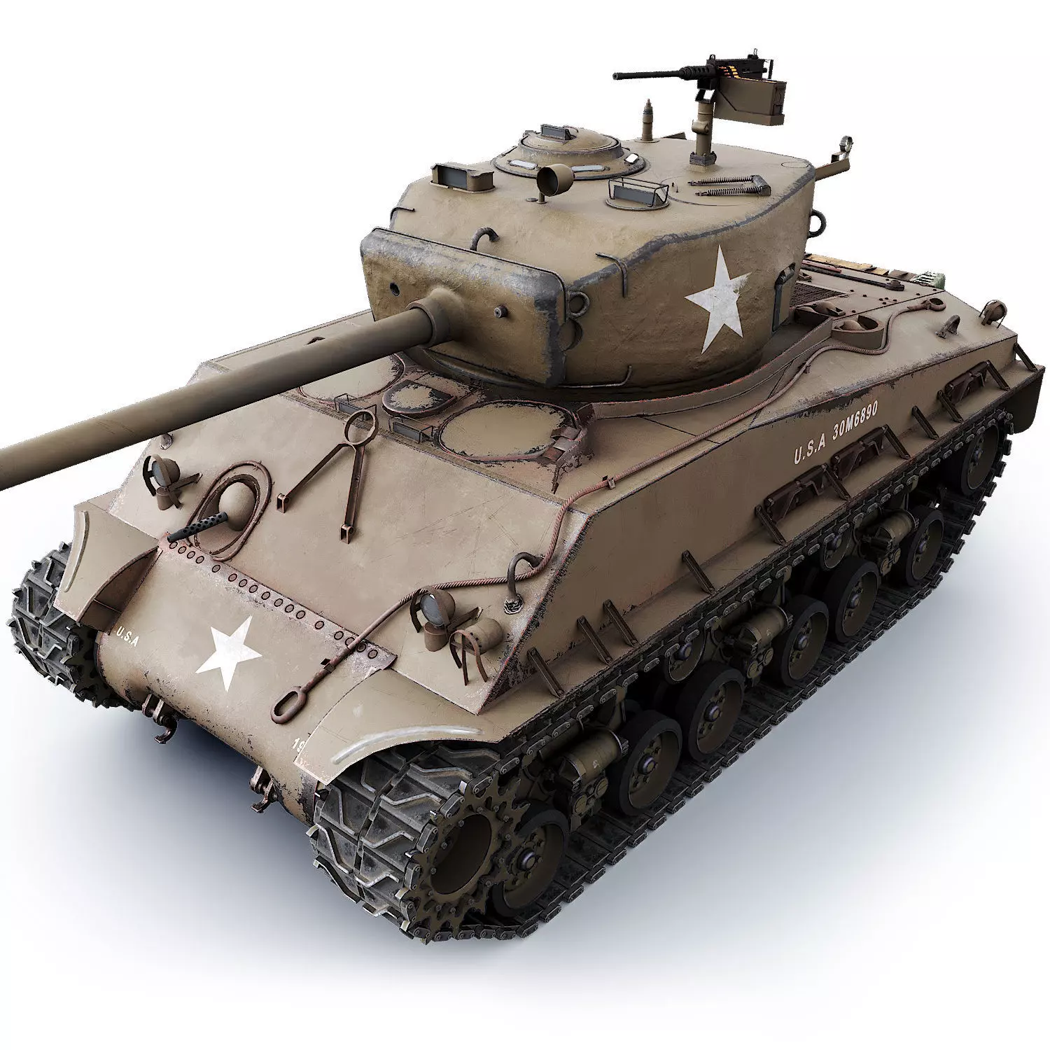 Tank M4A2 76W Low-poly 3D model