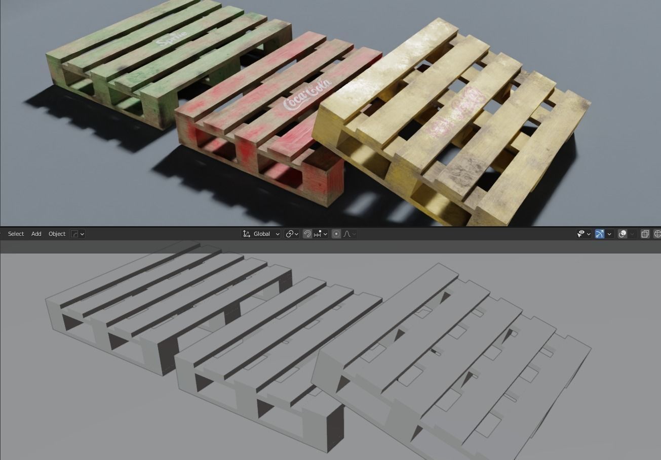 Wood Pallet Pack - Game Ready Low-poly 3D model_4