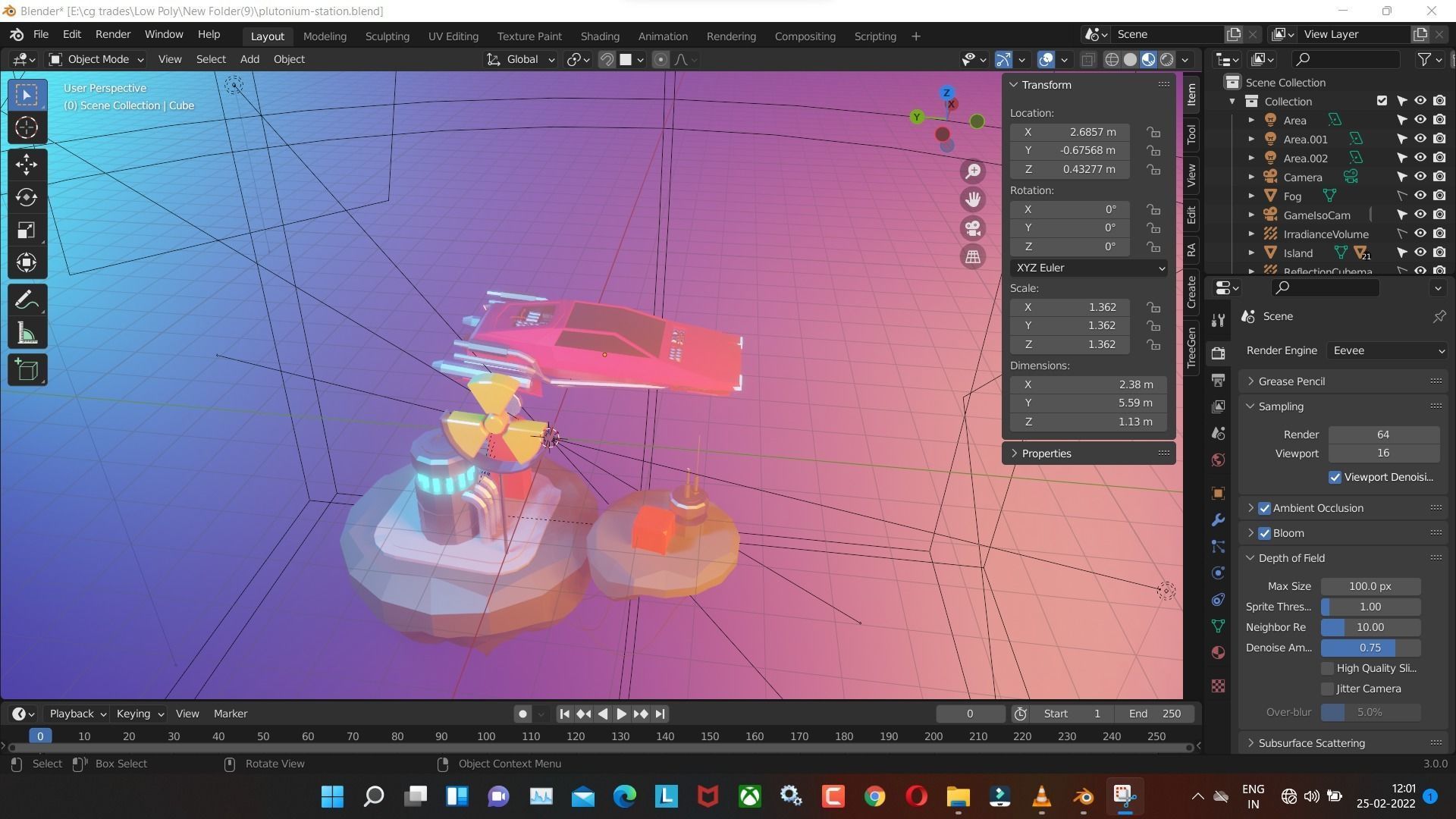 plutonium-station low poly model render in blender 3D model_6