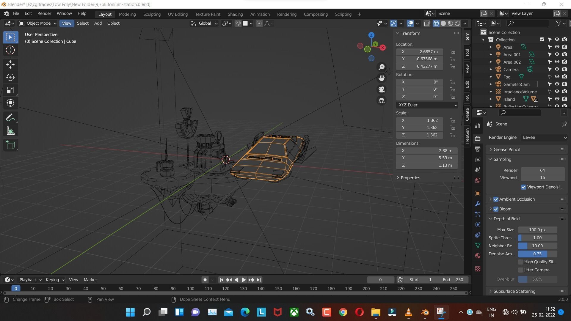 plutonium-station low poly model render in blender 3D model_3