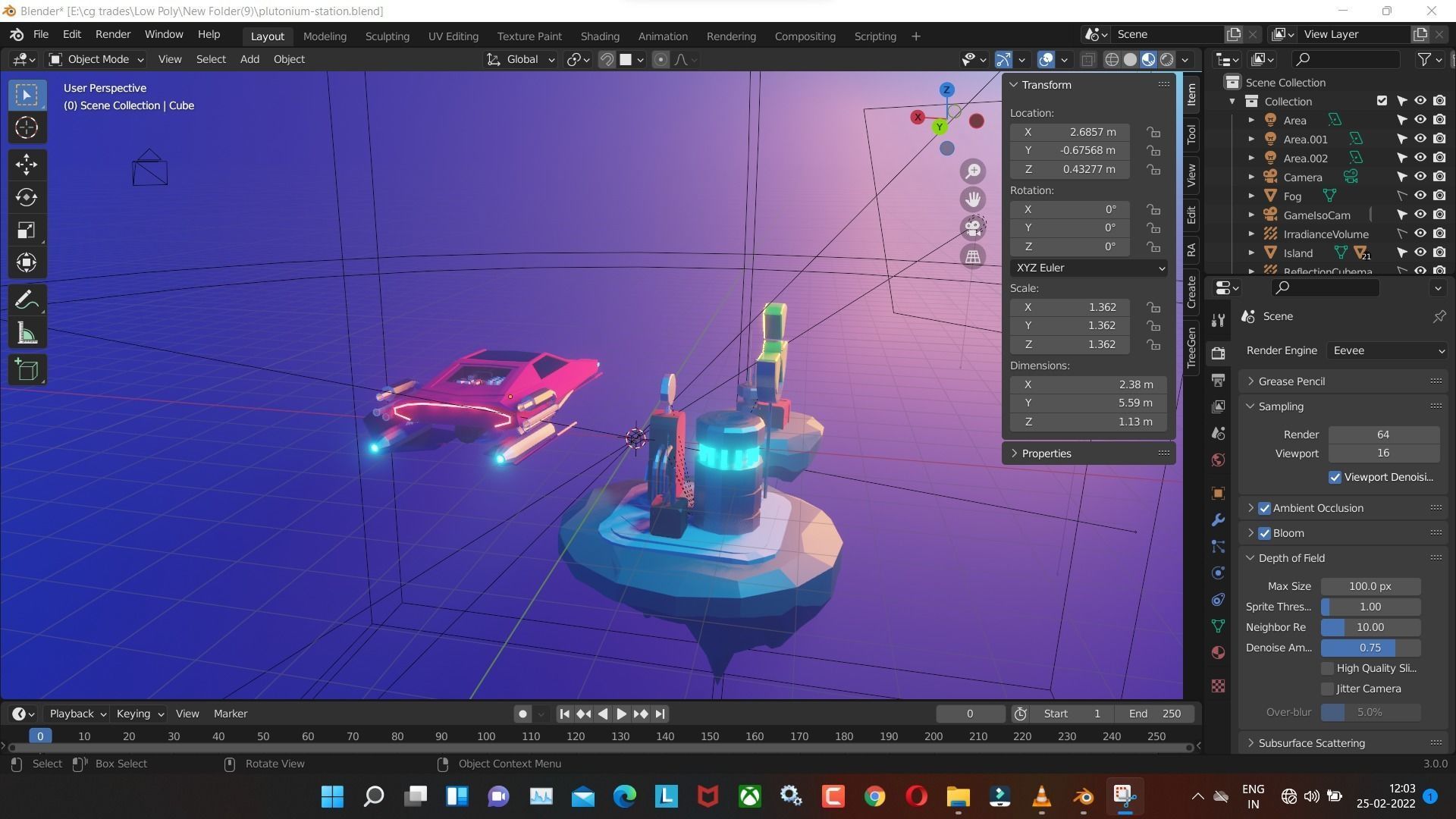 plutonium-station low poly model render in blender 3D model_7