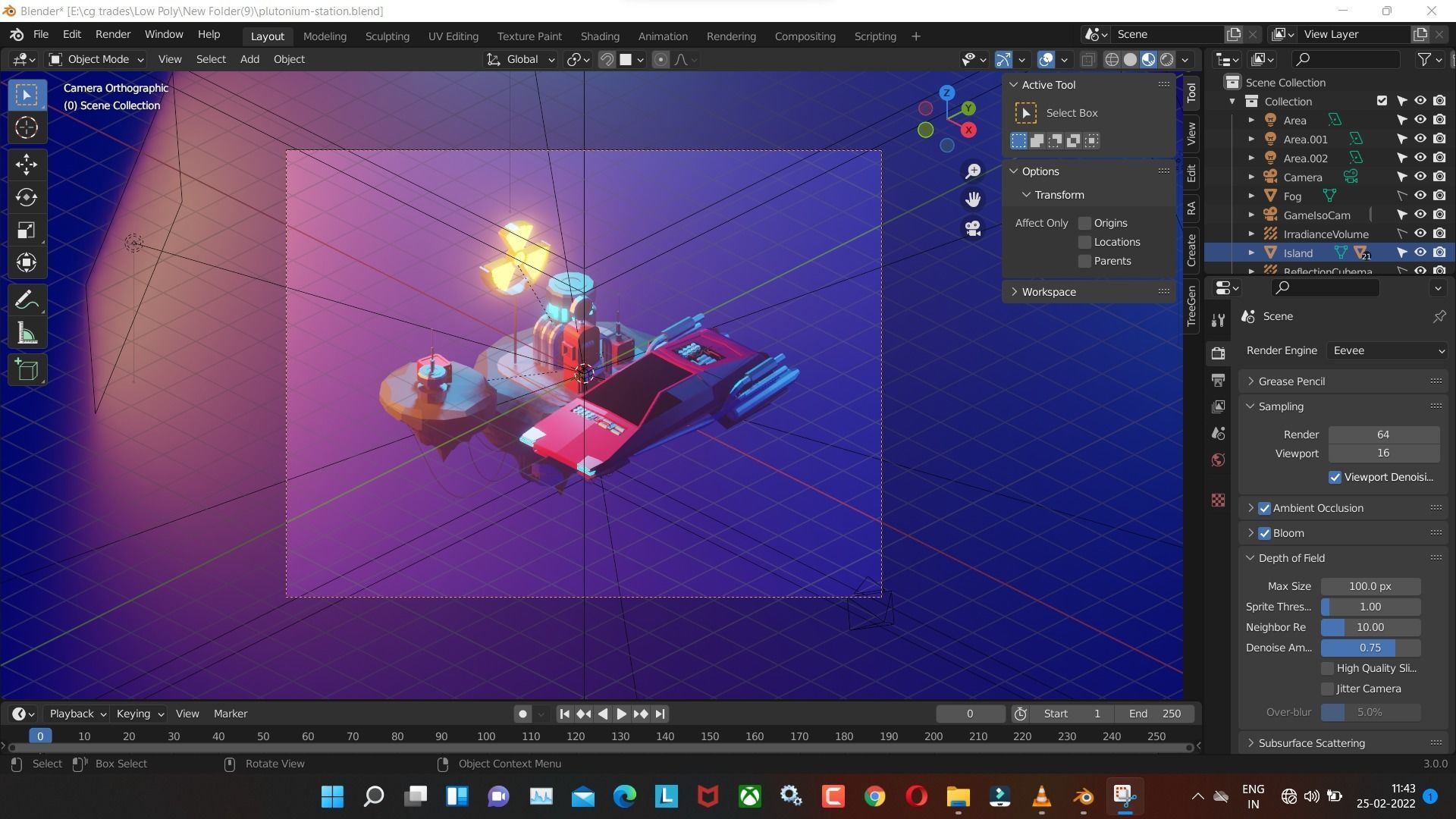 plutonium-station low poly model render in blender 3D model_1