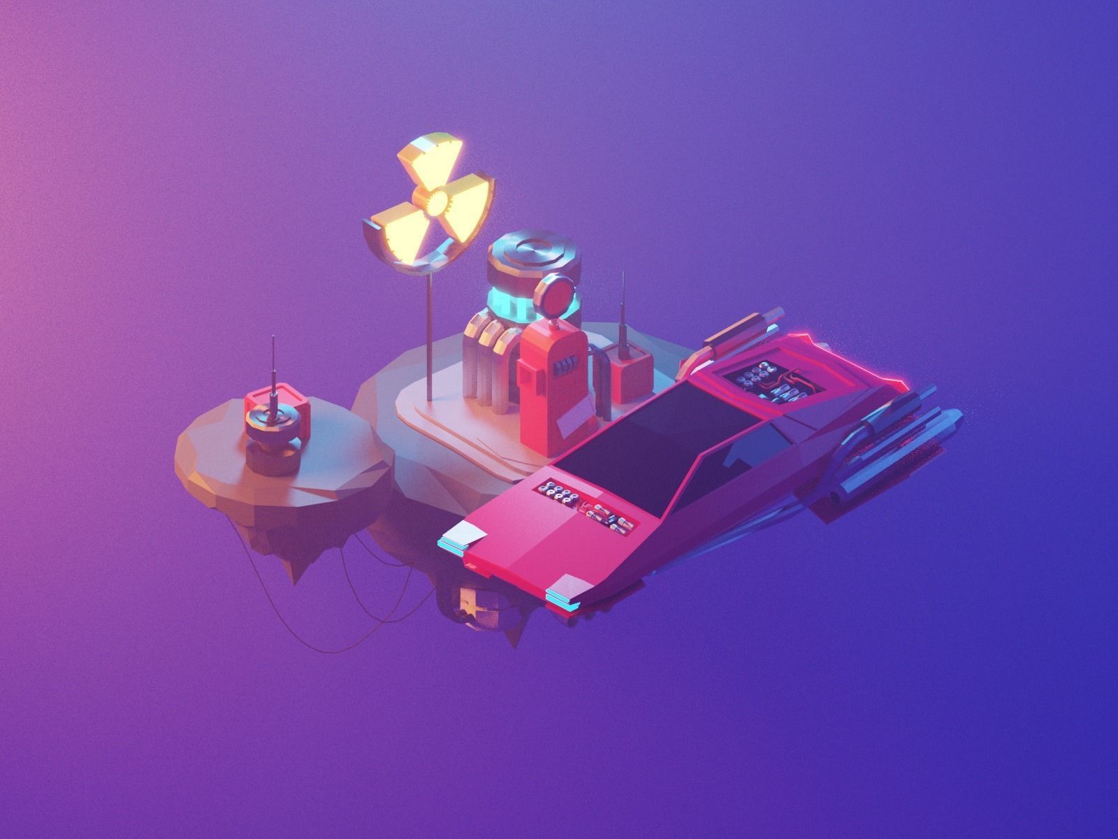 plutonium-station low poly model render in blender 3D model_8