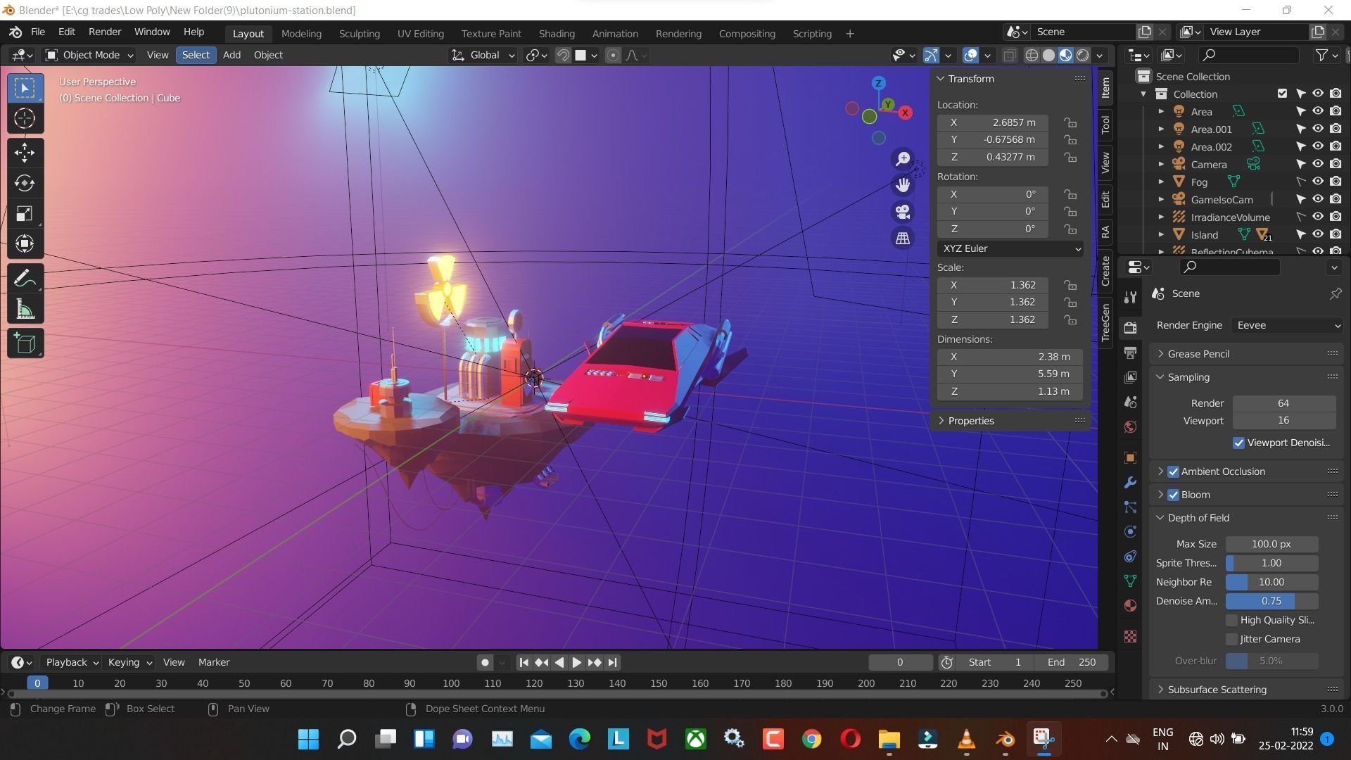 plutonium-station low poly model render in blender 3D model_5