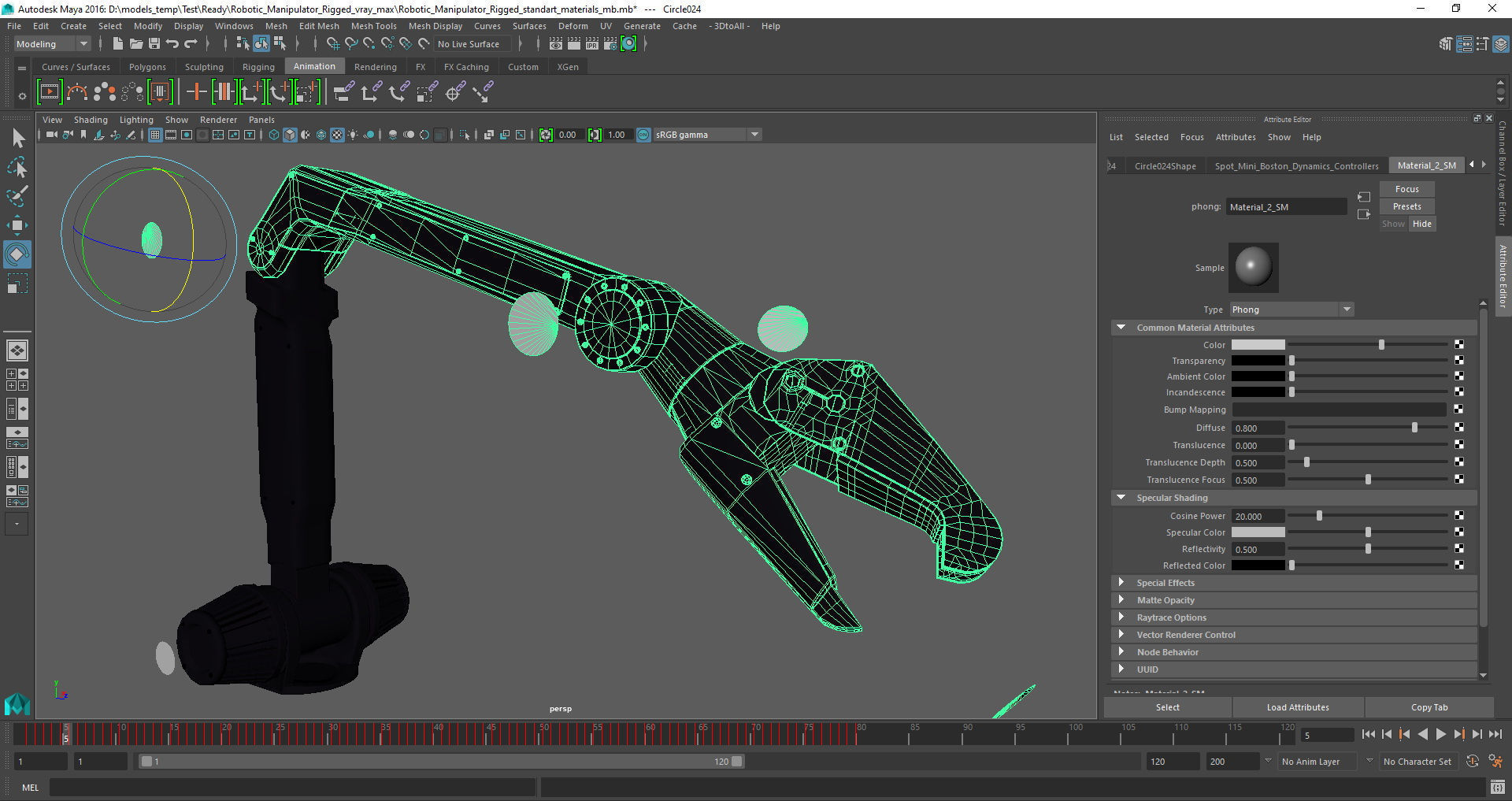 Robotic Manipulator Rigged for Maya 3D model_20