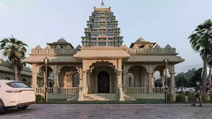 Indian temple 3D model with lumion effects 3D model