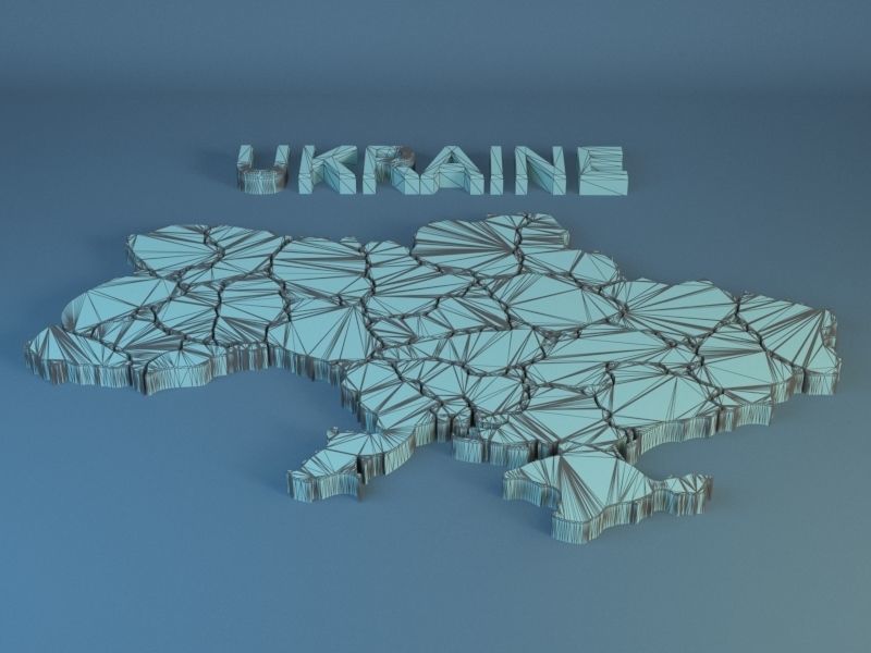 Ukraine Map Low poly  Low-poly 3D model_7