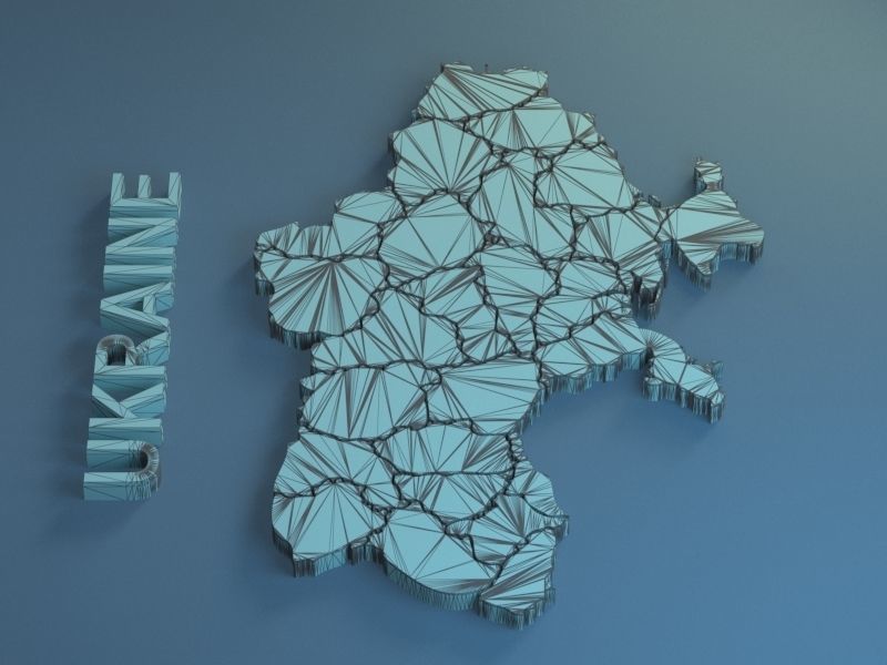 Ukraine Map Low poly  Low-poly 3D model_6
