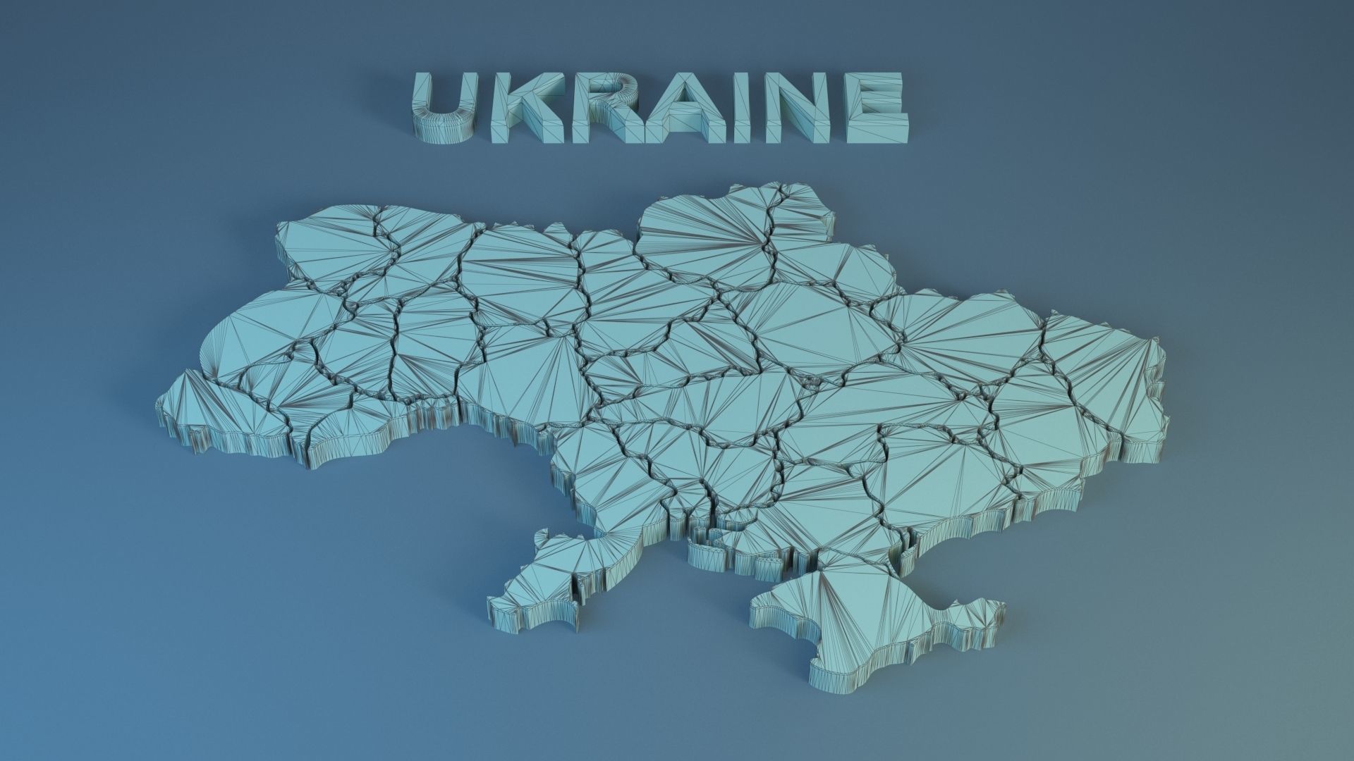 Ukraine Map Low poly  Low-poly 3D model_4