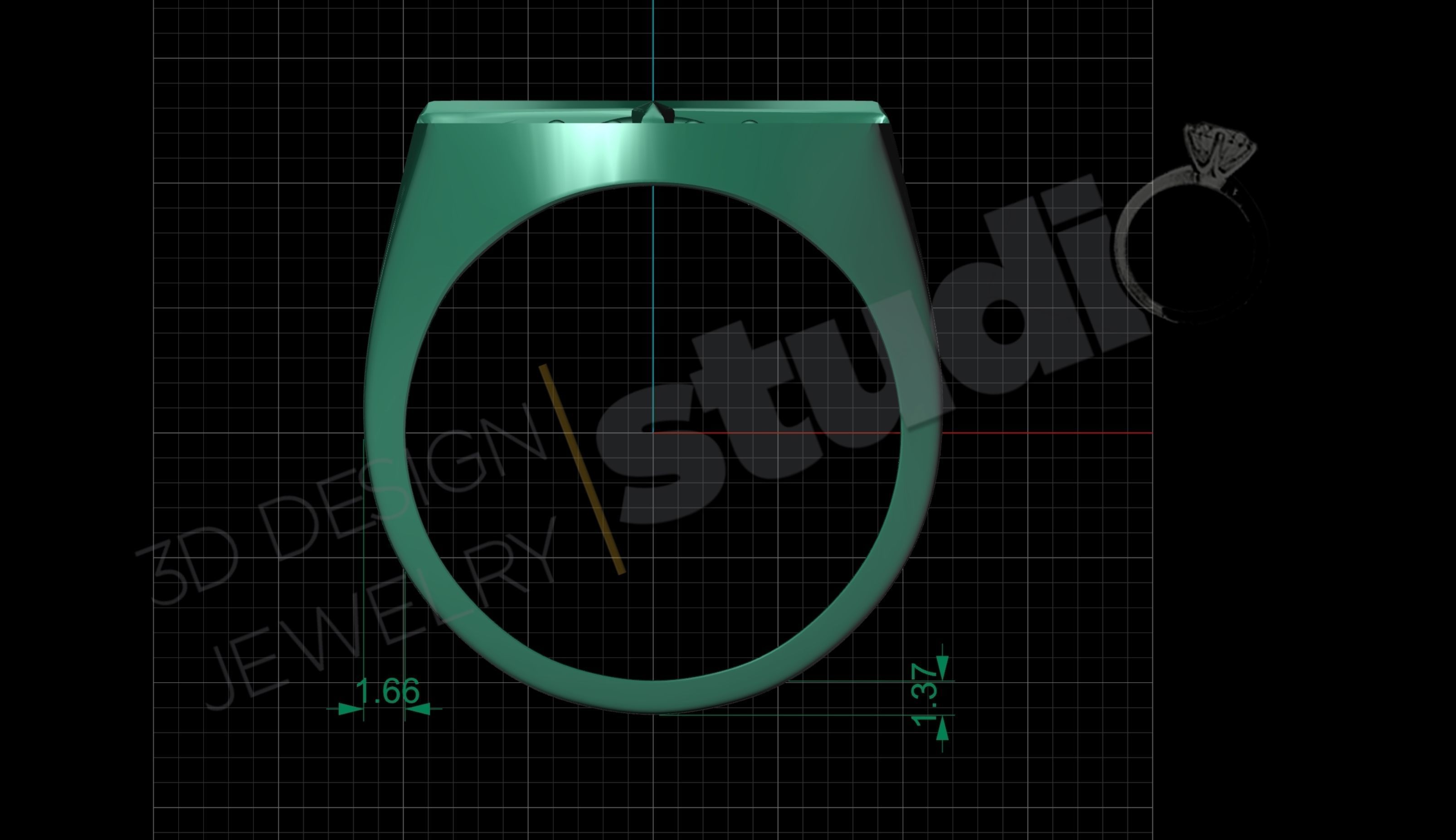 Highly detailed compass ring 3d model  3D print model_6