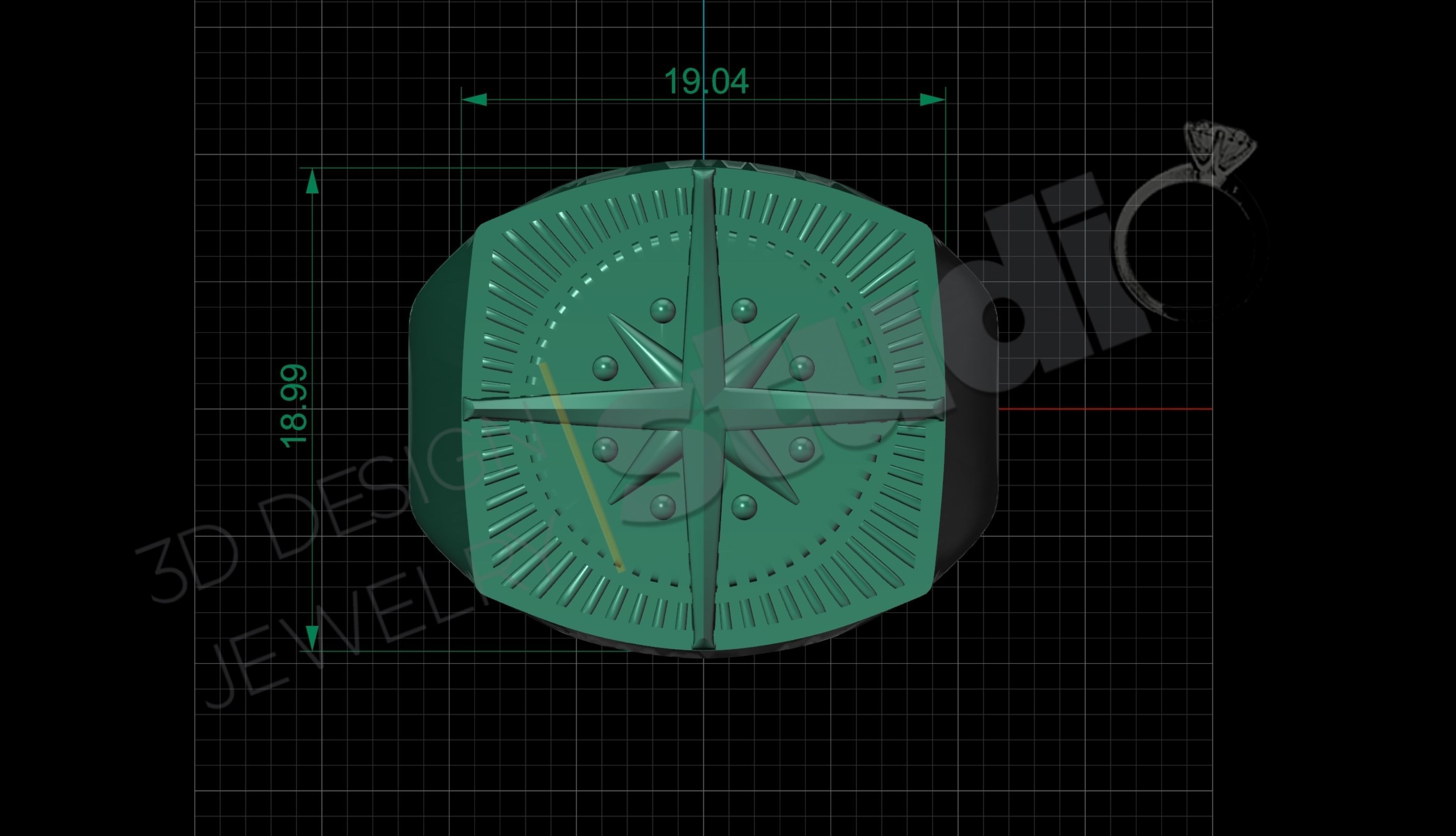 Highly detailed compass ring 3d model  3D print model_5