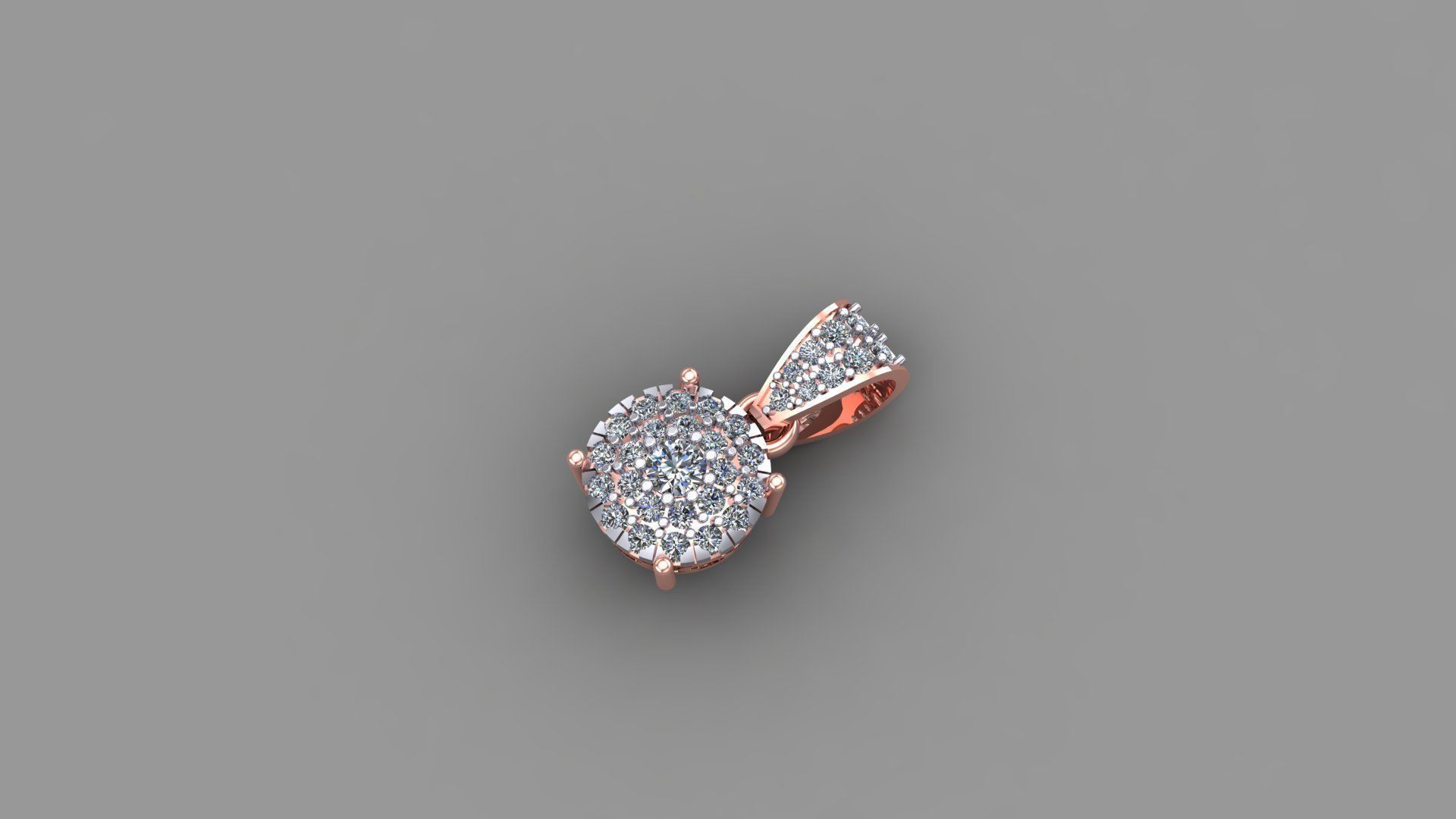 PENDENT diamond pendant in rose gold 3D print model_2