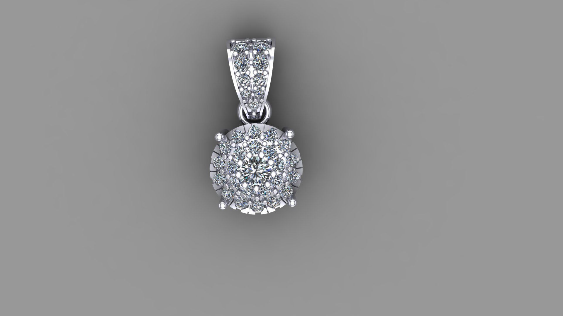 PENDENT diamond pendant in rose gold 3D print model_1