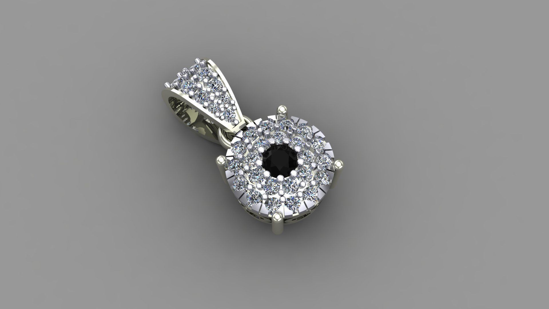 PENDENT diamond pendant in rose gold 3D print model_3