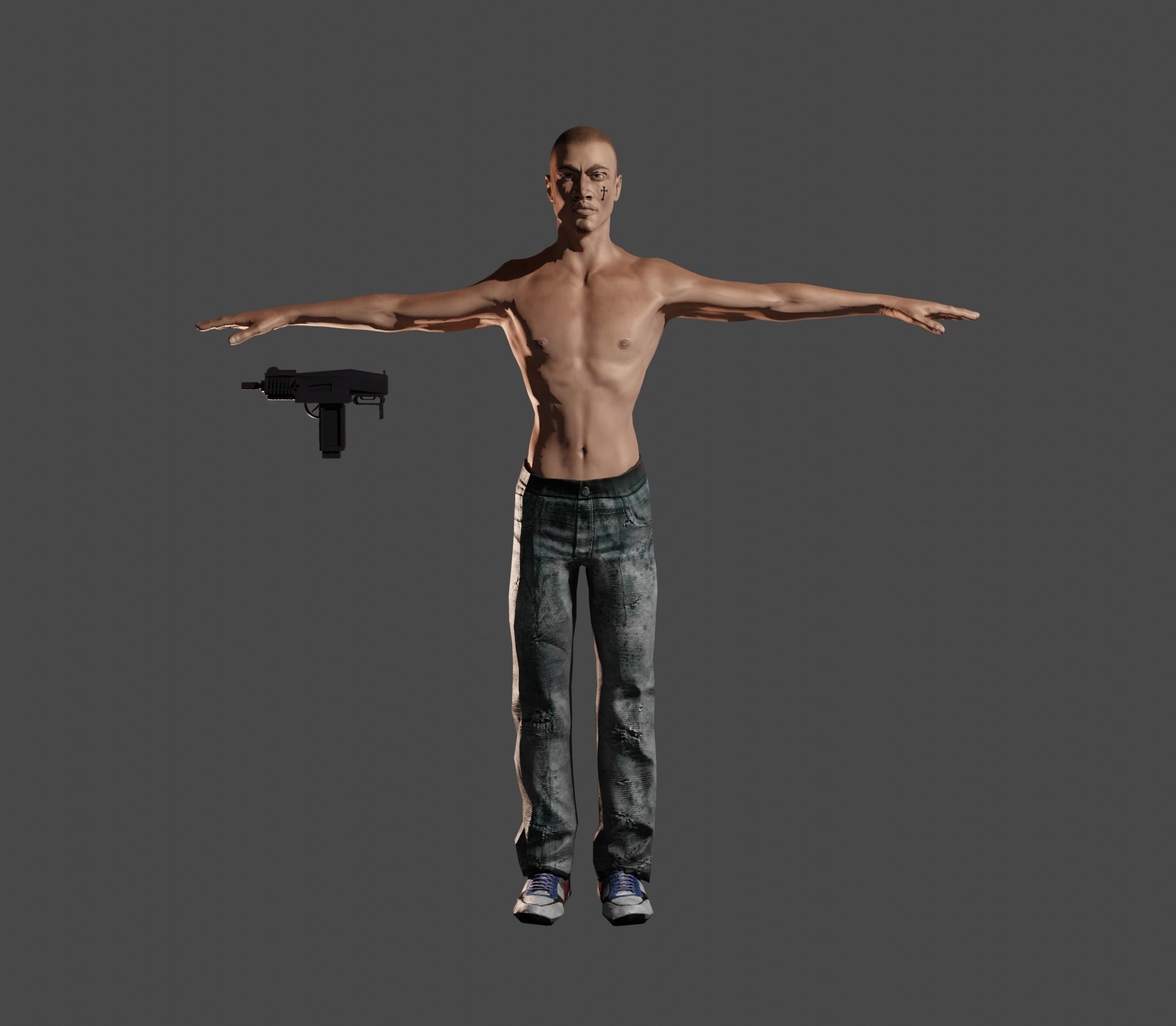 Gangster man holding gun 3D model_3