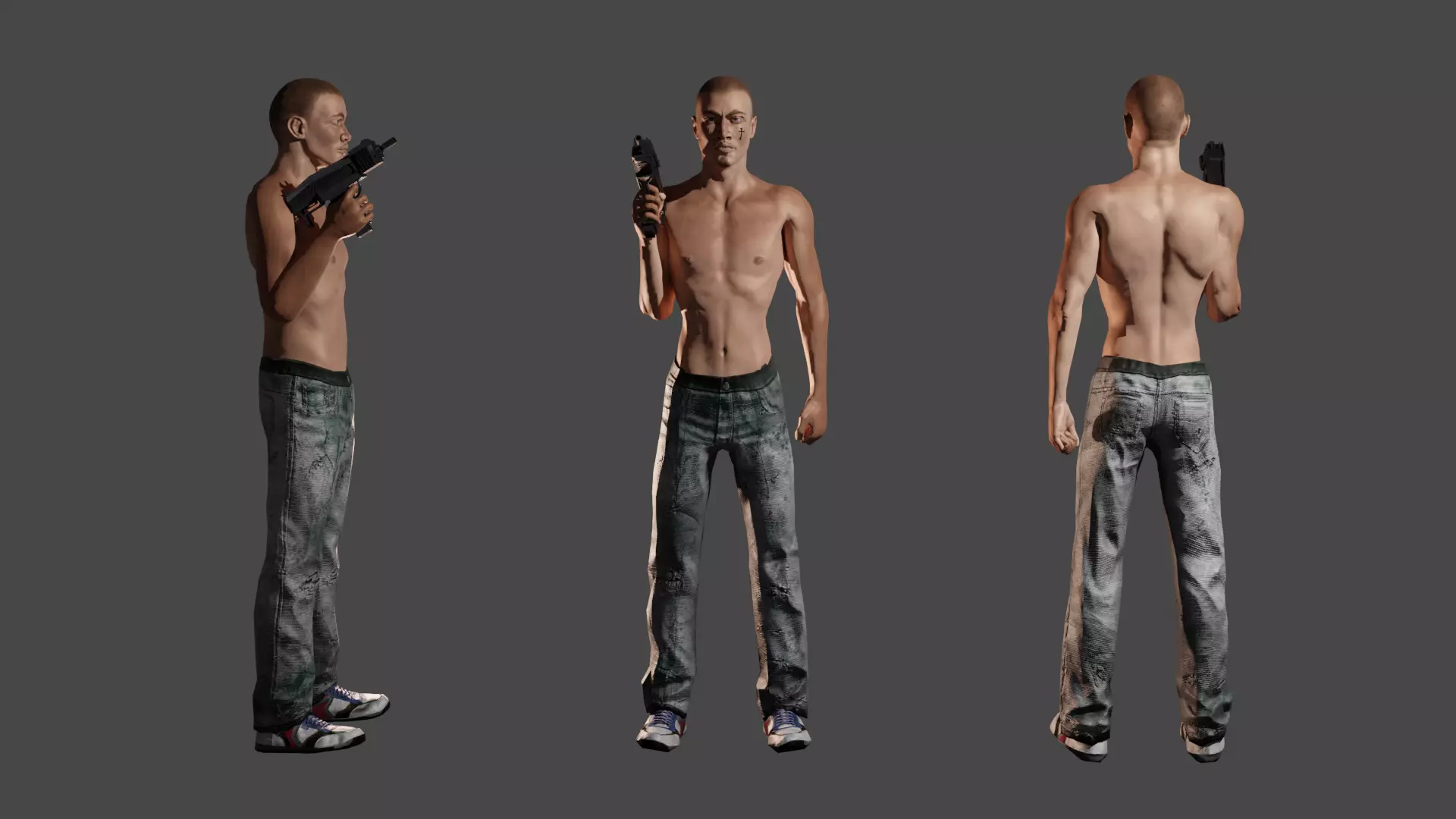 Gangster man holding gun 3D model_0