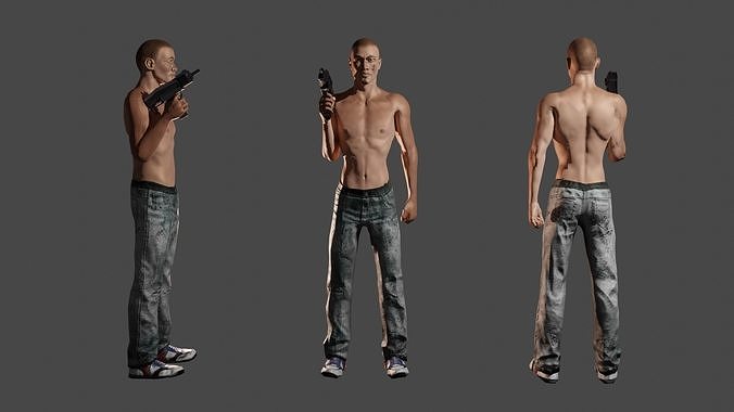 Gangster man holding gun 3D model