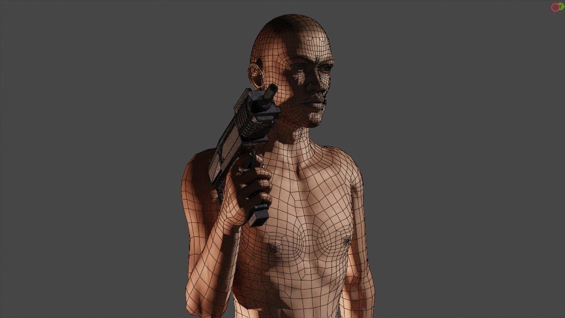 Gangster man holding gun 3D model_7