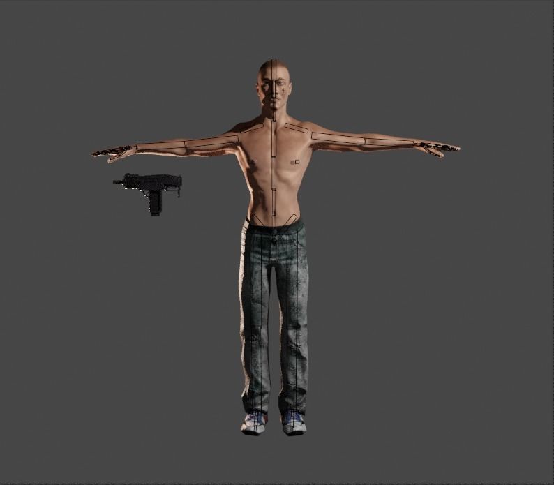 Gangster man holding gun 3D model_4