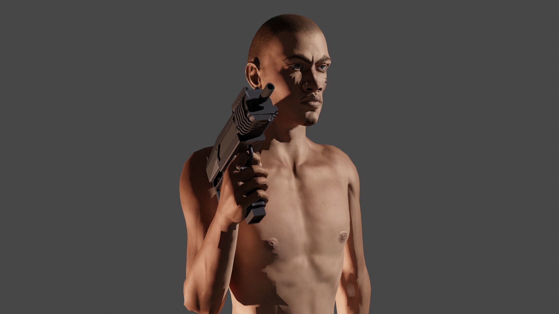 Gangster man holding gun 3D model_6